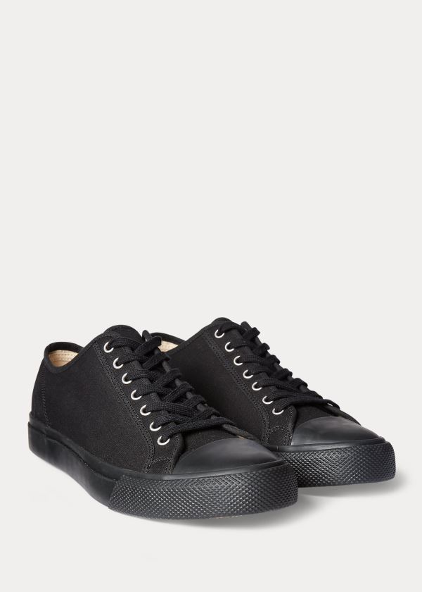 Zapatillas Ralph Lauren Hombre Negros - Canvas - AGMEN1729